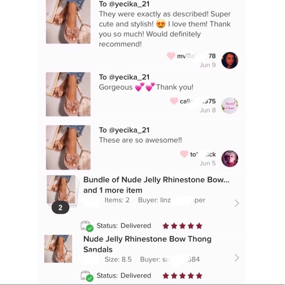 Nude Jelly Rhinestone Bow Thong Sandals - Picture 5 of 7